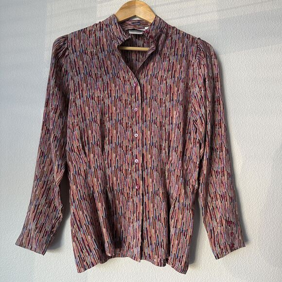 Franck Olivier Women's Button Shirt Blouse 100% Silk Preppy Retro Vintage Sz 40 - Picture 1 of 6